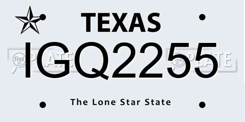 IGQ2255 Texas License Plate