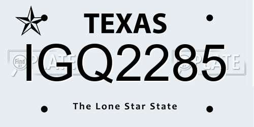 IGQ2285 Texas License Plate