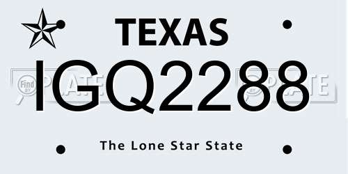 IGQ2288 Texas License Plate