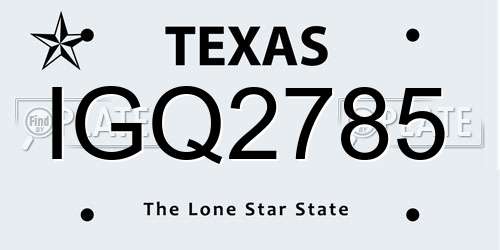 IGQ2785 Texas License Plate