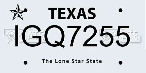 IGQ7255 Texas License Plate