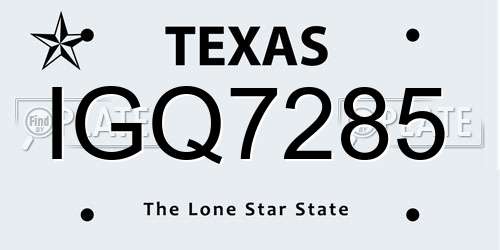 IGQ7285 Texas License Plate