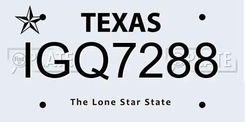 IGQ7288 Texas License Plate
