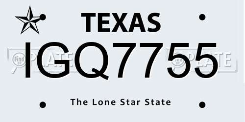 IGQ7755 Texas License Plate