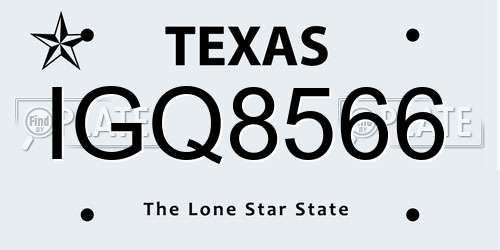 IGQ8566 Texas License Plate