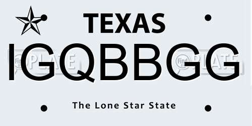 IGQBBGG Texas License Plate