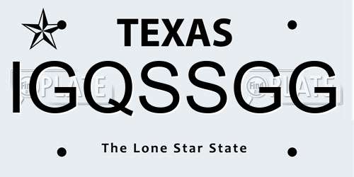 IGQSSGG Texas License Plate