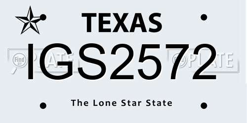 IGS2572 Texas License Plate