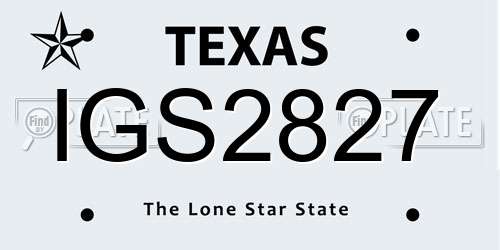 IGS2827 Texas License Plate
