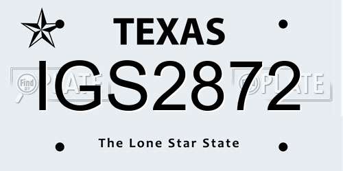 IGS2872 Texas License Plate