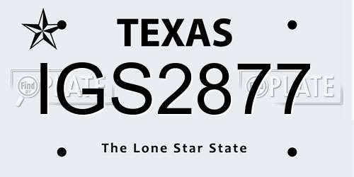 IGS2877 Texas License Plate
