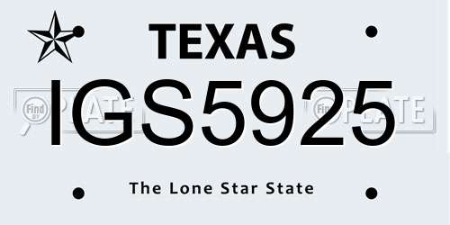 IGS5925 Texas License Plate