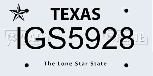 IGS5928 Texas License Plate