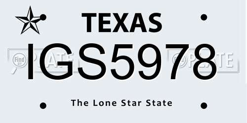IGS5978 Texas License Plate