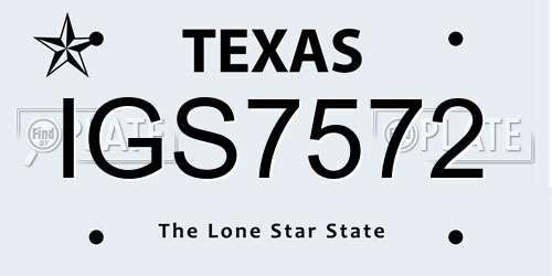 IGS7572 Texas License Plate