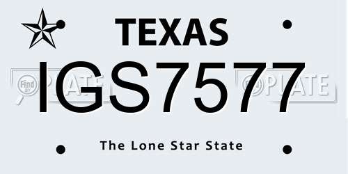 IGS7577 Texas License Plate