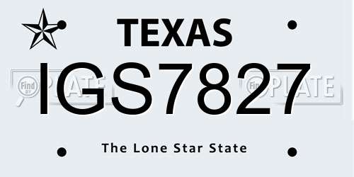 IGS7827 Texas License Plate