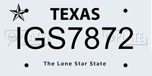 IGS7872 Texas License Plate