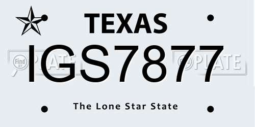 IGS7877 Texas License Plate