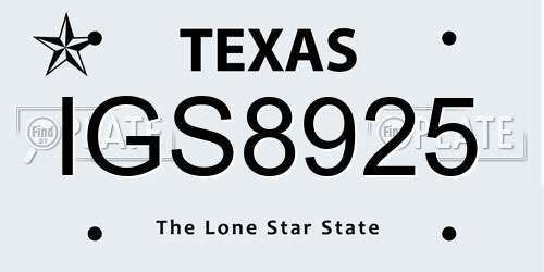 IGS8925 Texas License Plate