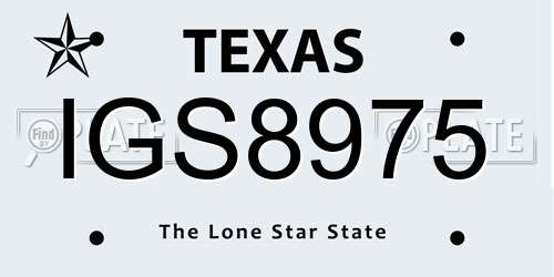 IGS8975 Texas License Plate