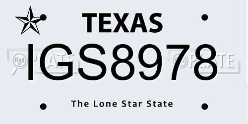 IGS8978 Texas License Plate