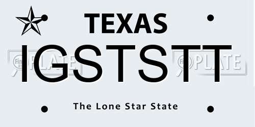 IGSTSTT Texas License Plate