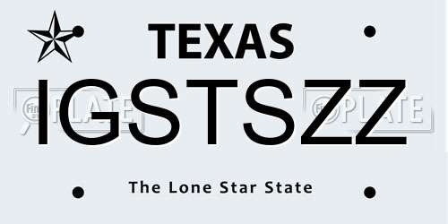 IGSTSZZ Texas License Plate