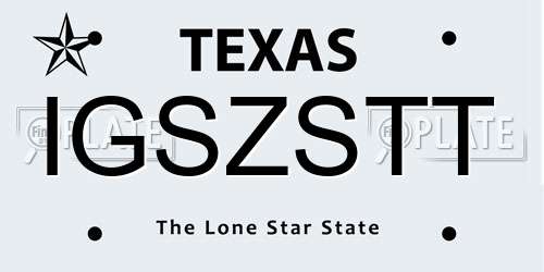 IGSZSTT Texas License Plate