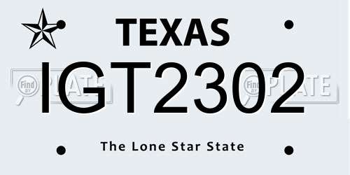 IGT2302 Texas License Plate