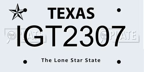 IGT2307 Texas License Plate