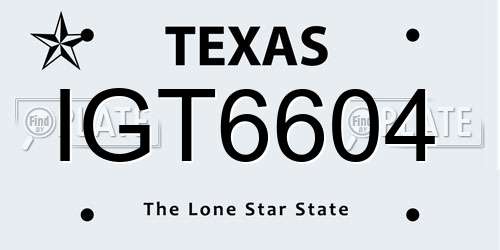IGT6604 Texas License Plate