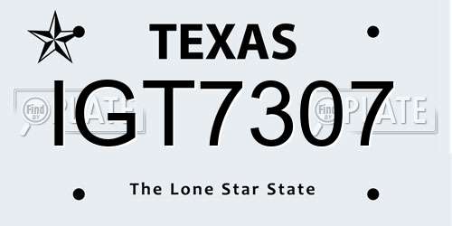 IGT7307 Texas License Plate