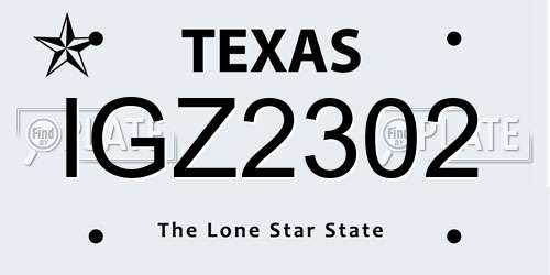 IGZ2302 Texas License Plate
