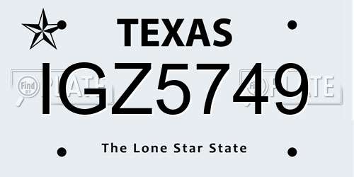 IGZ5749 Texas License Plate