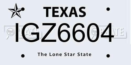 IGZ6604 Texas License Plate