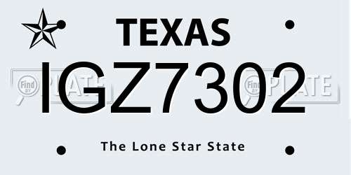 IGZ7302 Texas License Plate