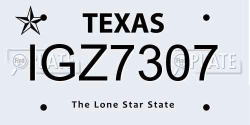 IGZ7307 Texas License Plate
