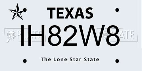 IH82W8 Texas License Plate