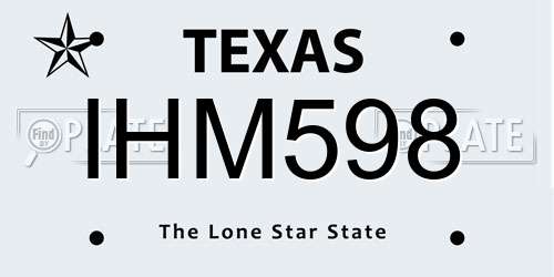 IHM598 Texas License Plate