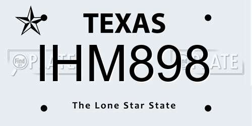 IHM898 Texas License Plate