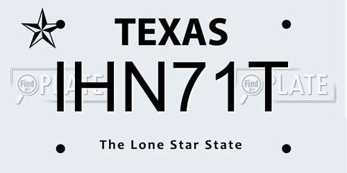 IHN71T Texas License Plate