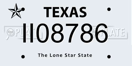 II08786 Texas License Plate