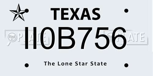 II0B756 Texas License Plate