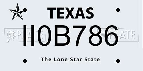 II0B786 Texas License Plate