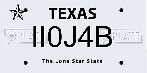 II0J4B Texas License Plate