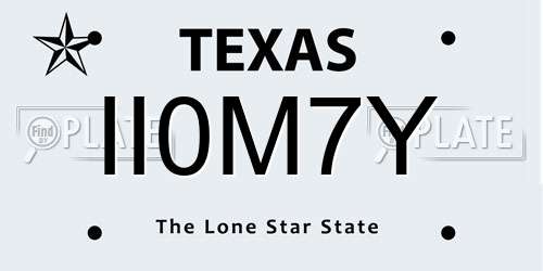 II0M7Y Texas License Plate