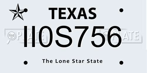 II0S756 Texas License Plate