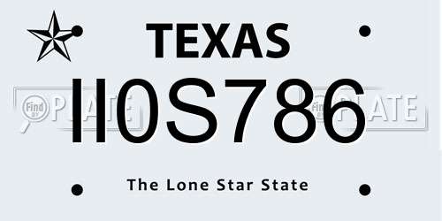 II0S786 Texas License Plate