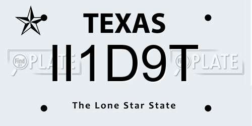 II1D9T Texas License Plate